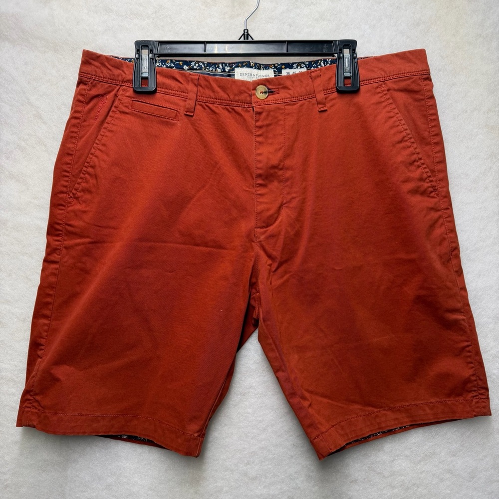 Denim & Flower Ricky Singh Men's Stretch Burnt Orange Shorts Size 36